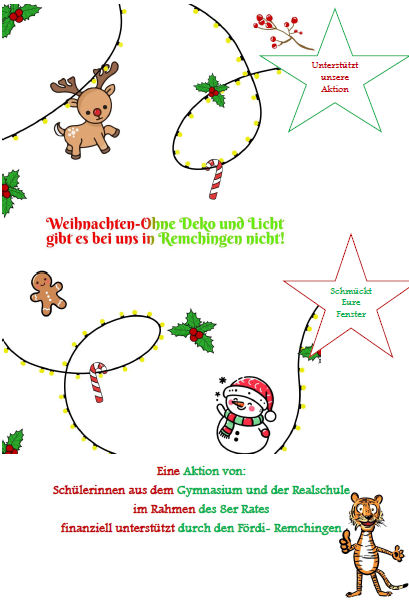 Plakat zur Aktion "Weihnachten ohne Deko und Licht gibt es bei uns in Remchingen nicht!"